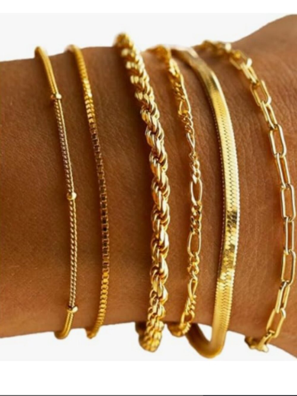 Gold Bracelets for Women Waterproof, 14K Gold Plated Minimalist Bracelets Stack